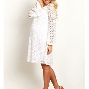 PINKBLUSH White Lace Bell Sleeve Maternity Dress